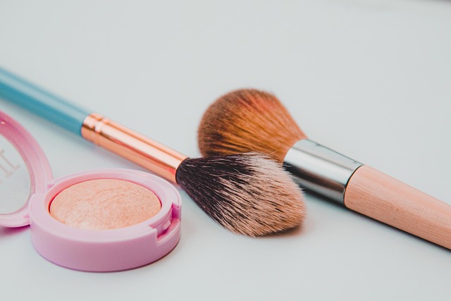 Makeup brushes and a blush compact on a light background, representing skincare and beauty routines emphasized in MedSpa Bonita's skincare resolutions.